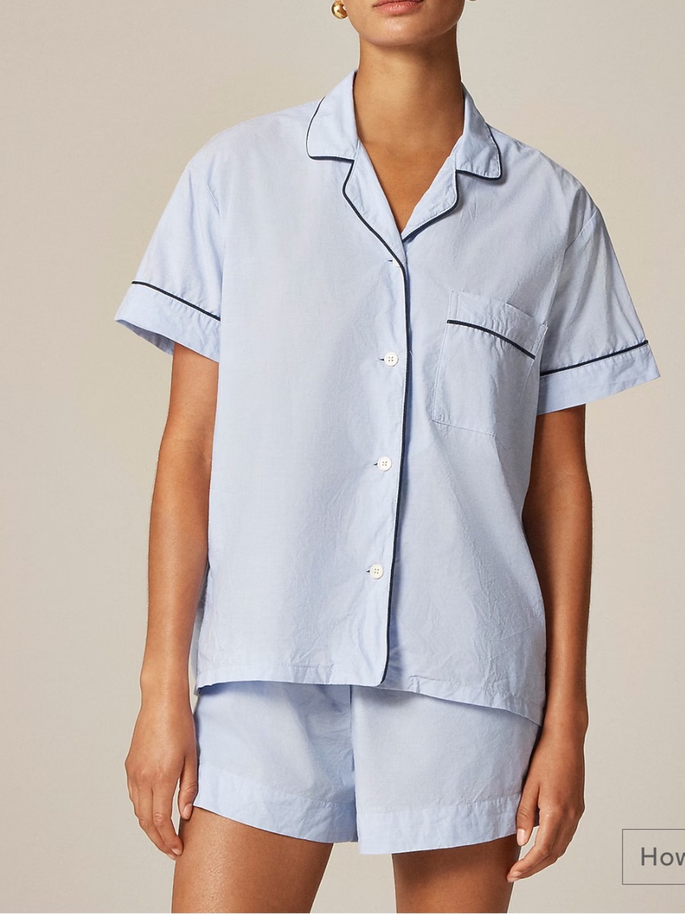 J.CREW Blue Womens XXL 100% Cotton Short Sleeve PAJAMA Set Coastal Preppy